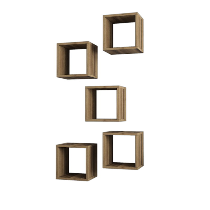 Hanah Home Estantería de Pared Walnut (5 Piezas)